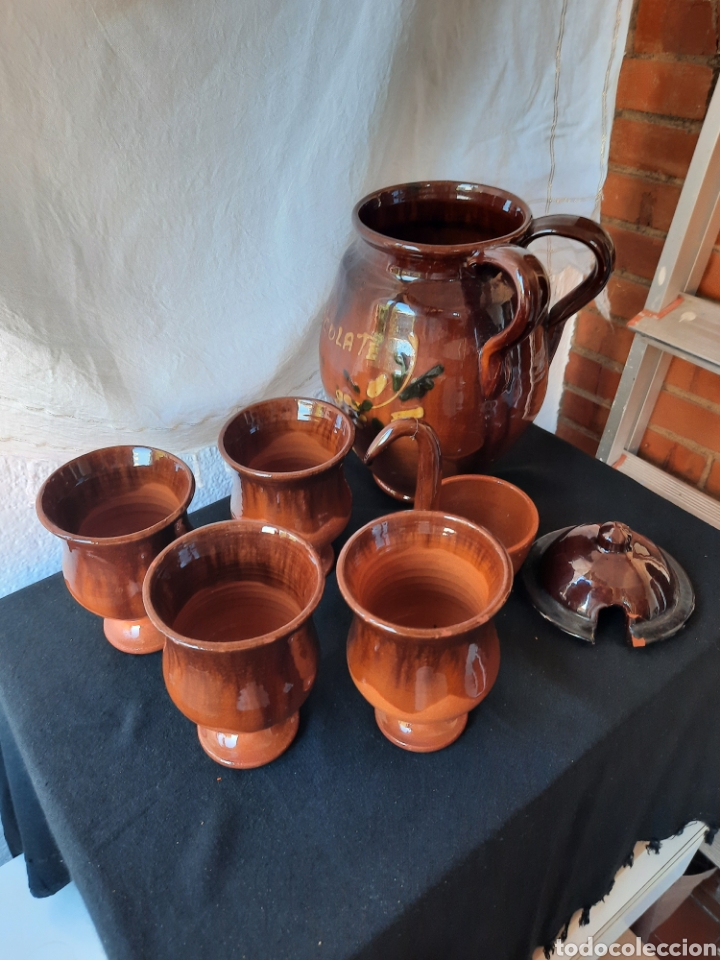Antig&uuml;edades: Chocolatera de barro esmaltado. - Foto 7