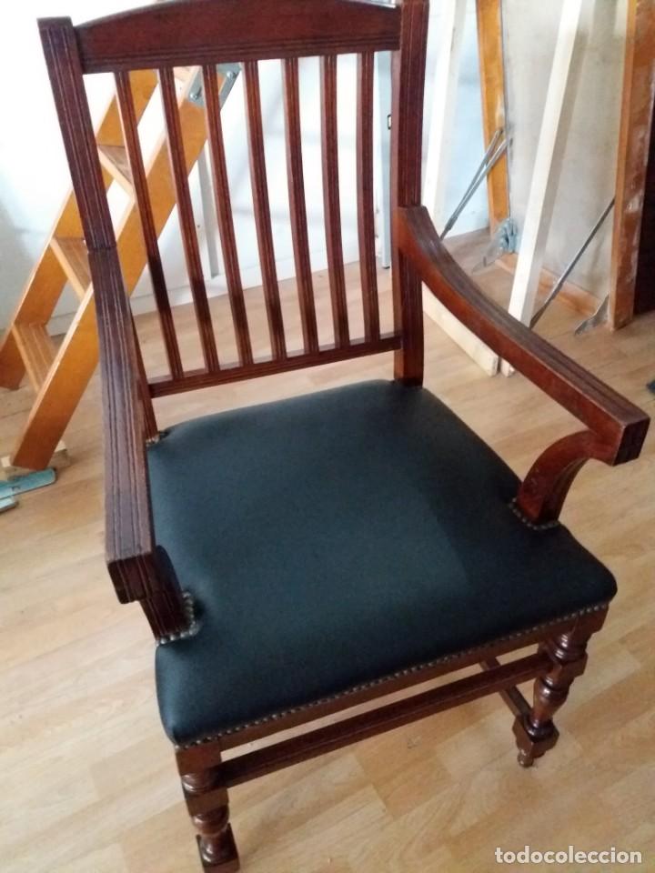 Antig&uuml;edades: SILL&Oacute;N CL&Aacute;SICO INGL&Eacute;S MADERA Y PIEL - Foto 1
