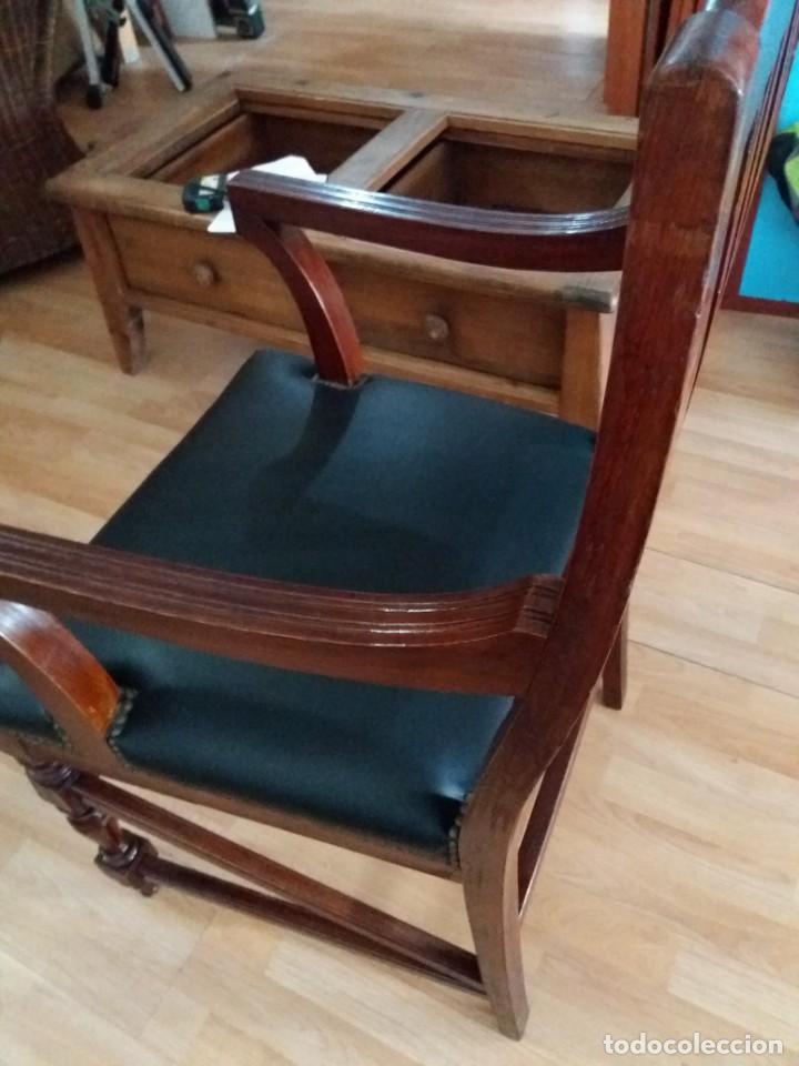 Antig&uuml;edades: SILL&Oacute;N CL&Aacute;SICO INGL&Eacute;S MADERA Y PIEL - Foto 2