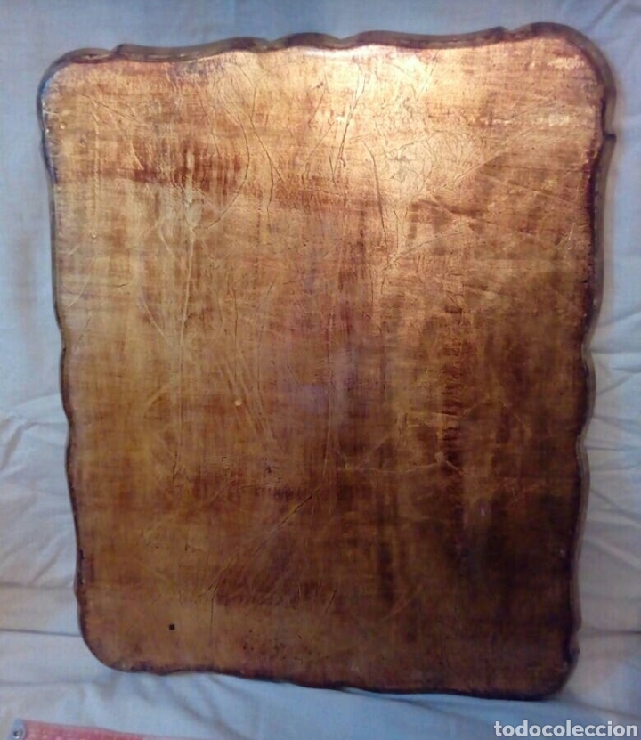 Antig&uuml;edades: Bandeja antigua de madera decorada 46&times;39 - Foto 4