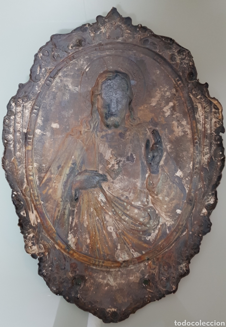 Antig&uuml;edades: PLACA SAGRADO CORAZ&Oacute;N DE JES&Uacute;S - Foto 5