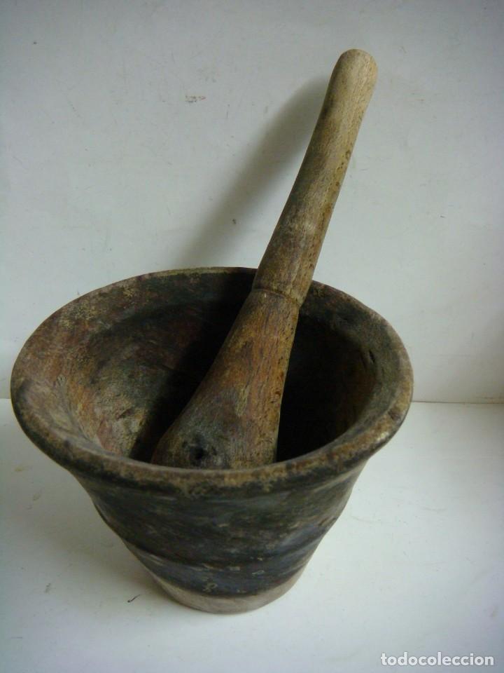 Antig&uuml;edades: MORTERO EN MADERA ANTIGUO (&) - Foto 1