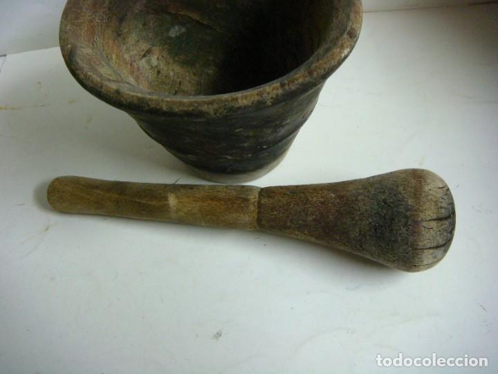 Antig&uuml;edades: MORTERO EN MADERA ANTIGUO (&) - Foto 2