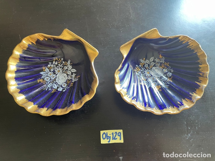 Antig&uuml;edades: Conchas porcelana azul cobalto - Foto 1