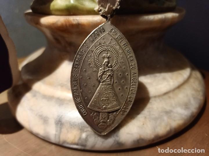 virgen del pilar antigua cinta y medalla - Compra venta en todocoleccion