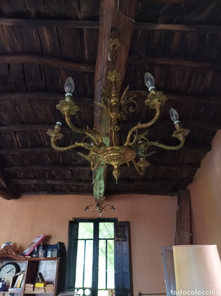 Antig&uuml;edades: L&aacute;mpara lat&oacute;n de ara&ntilde;a - Foto 2