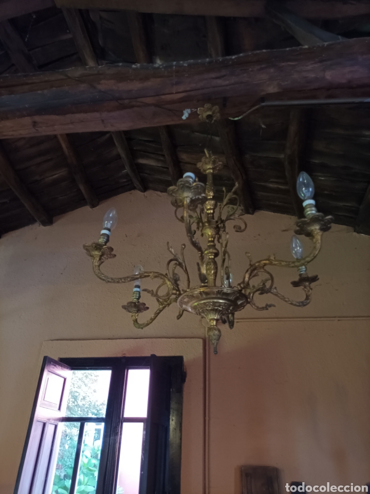Antig&uuml;edades: L&aacute;mpara lat&oacute;n de ara&ntilde;a - Foto 3