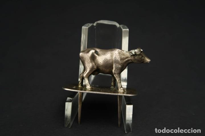 Antig&uuml;edades: Antigua Figura Vaca de Plata - Foto 7