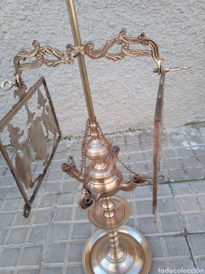 Antig&uuml;edades: L&aacute;mpara de aceite de laton - Foto 2