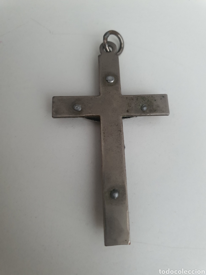 Antig&uuml;edades: crucifijo de madera y metal . - Foto 2