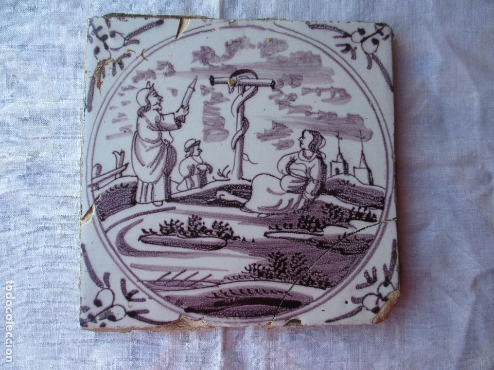 Antig&uuml;edades: Azulejo Delft siglo XVIII - Foto 1