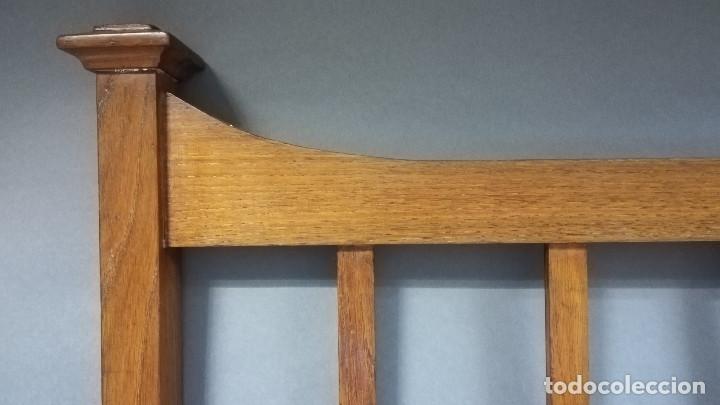 Antig&uuml;edades: CABECERO Y PIECERO CAMA 90 CM DE MADERA DE ROBLE - Foto 7