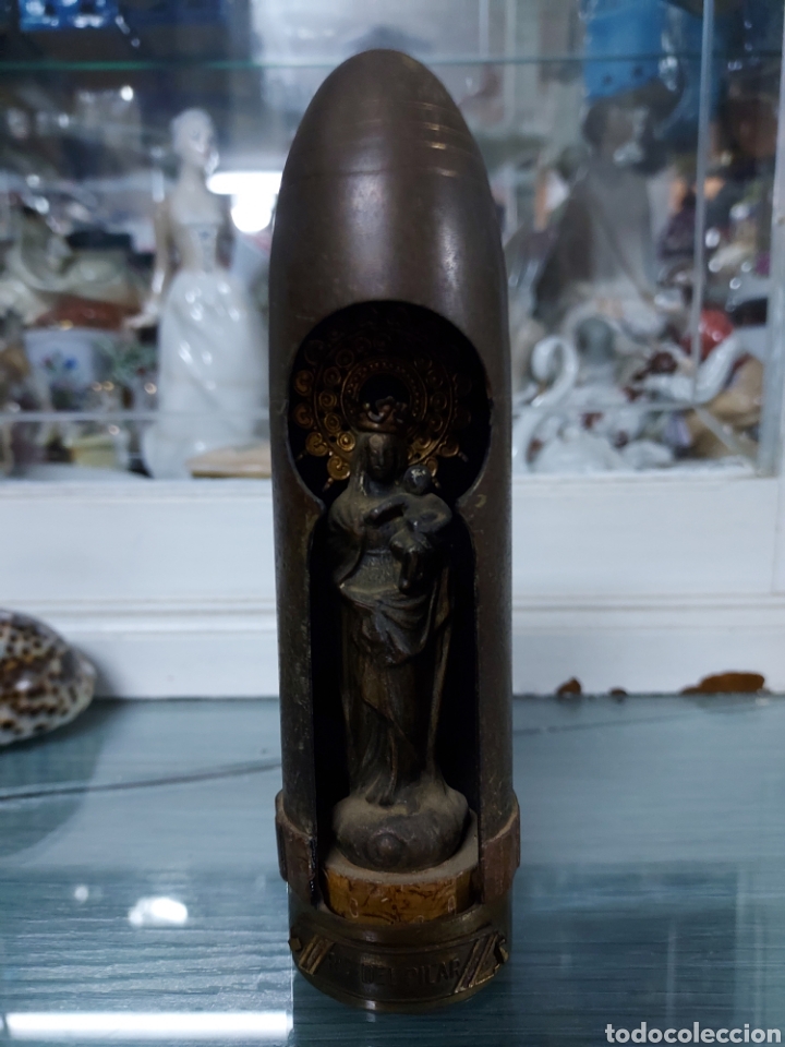 Antig&uuml;edades: Virgen del pilar en una bala - Foto 1