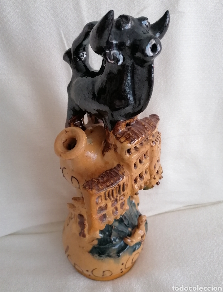 Antig&uuml;edades: Antiguo Botijo Con Toro. - Foto 4