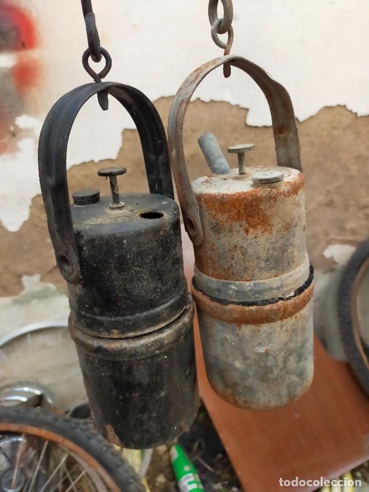 Antig&uuml;edades: Juego l&aacute;mparas de carburo - Foto 2