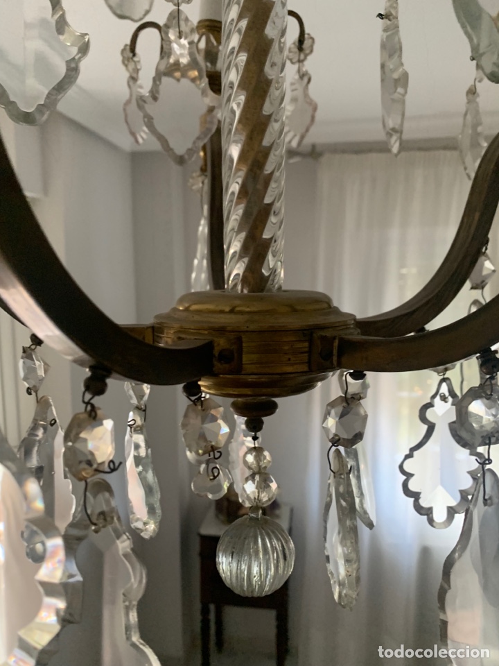 Antig&uuml;edades: L&Aacute;MPARA DE BRONCE Y CRISTAL.- - Foto 4