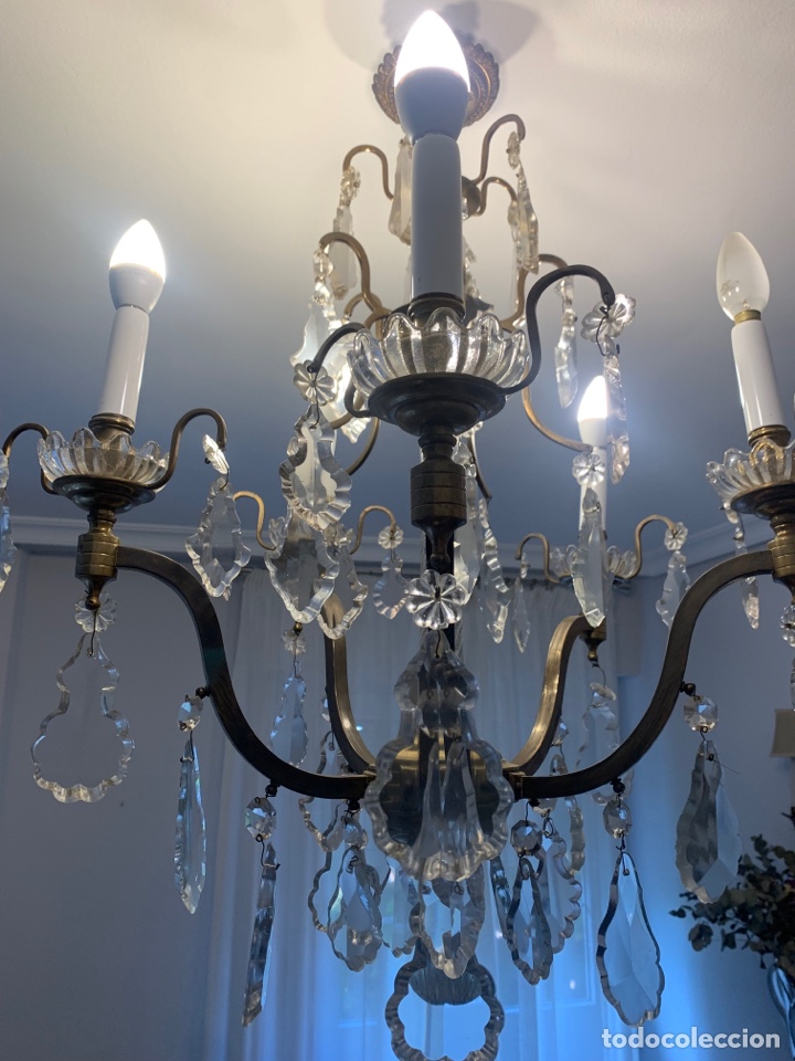 Antig&uuml;edades: L&Aacute;MPARA DE BRONCE Y CRISTAL.- - Foto 6