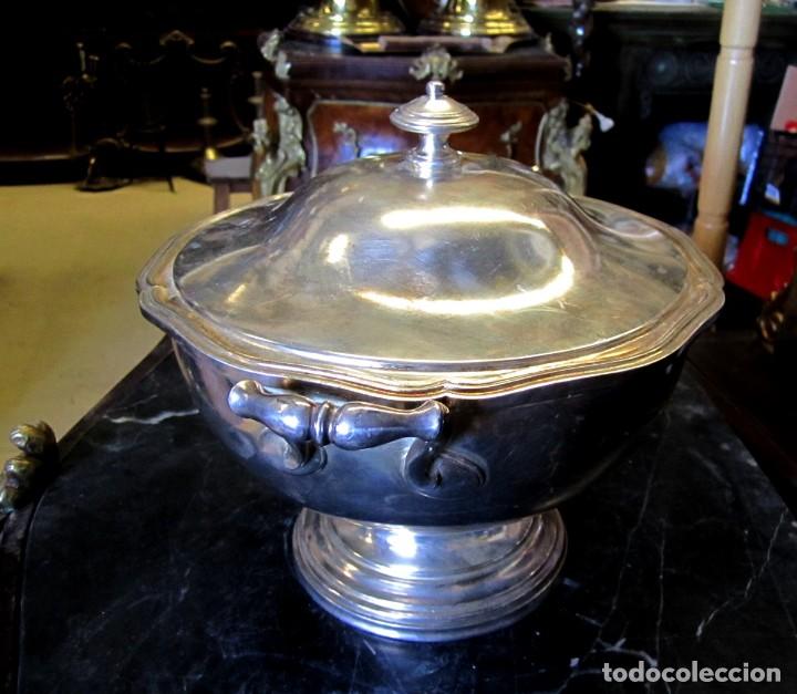 Antig&uuml;edades: Sopera de metal plateado Meneses - Foto 6