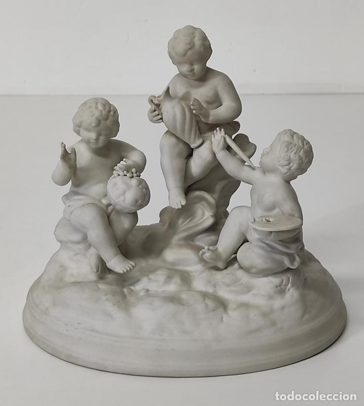 Antigüedades: Grupo Escultórico - Porcelana Biscuit - Sello R.M, Francia - S. XIX - Foto 1 - 289324723