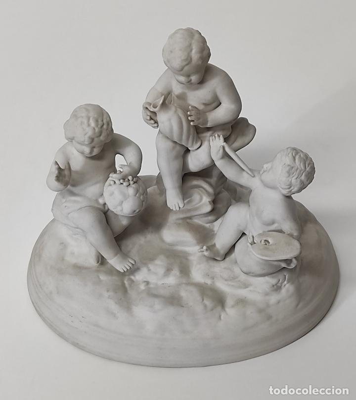 Antigüedades: Grupo Escultórico - Porcelana Biscuit - Sello R.M, Francia - S. XIX - Foto 2 - 289324723