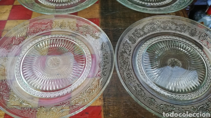 Antigüedades: lote de 8 platos postre ~ de cristal tallado ~ anos 70 - Foto 8 - 290364948