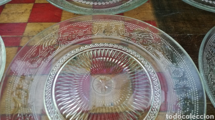 Antigüedades: lote de 8 platos postre ~ de cristal tallado ~ anos 70 - Foto 9 - 290364948