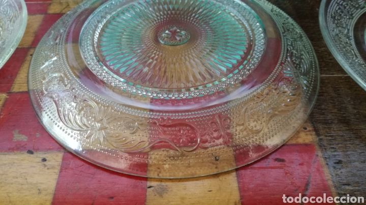 Antigüedades: lote de 8 platos postre ~ de cristal tallado ~ anos 70 - Foto 11 - 290364948
