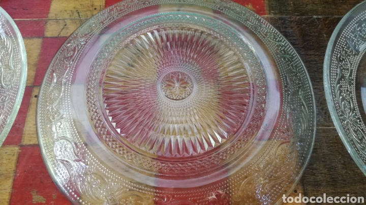 Antigüedades: lote de 8 platos postre ~ de cristal tallado ~ anos 70 - Foto 12 - 290364948