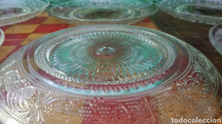 Antigüedades: lote de 8 platos postre ~ de cristal tallado ~ anos 70 - Foto 13 - 290364948