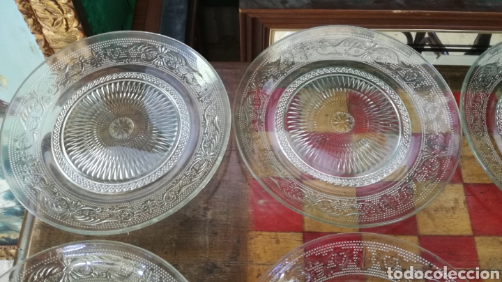 Antigüedades: lote de 8 platos postre ~ de cristal tallado ~ anos 70 - Foto 17 - 290364948