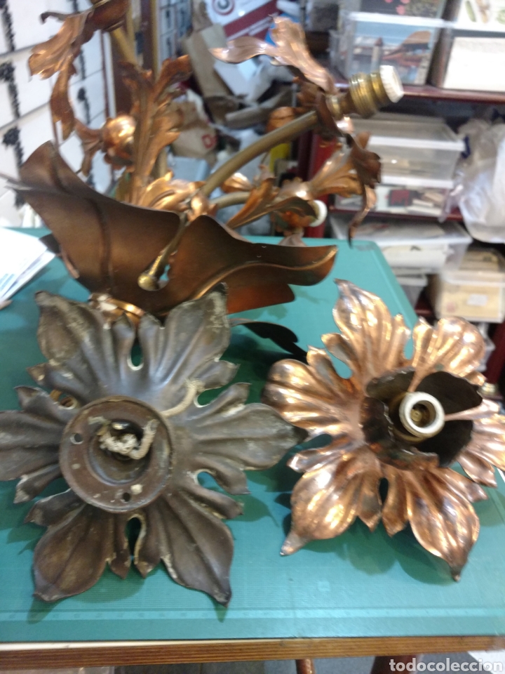 Antig&uuml;edades: LAMPARA Y 2 APLIQUES METAL COBRE - Foto 5