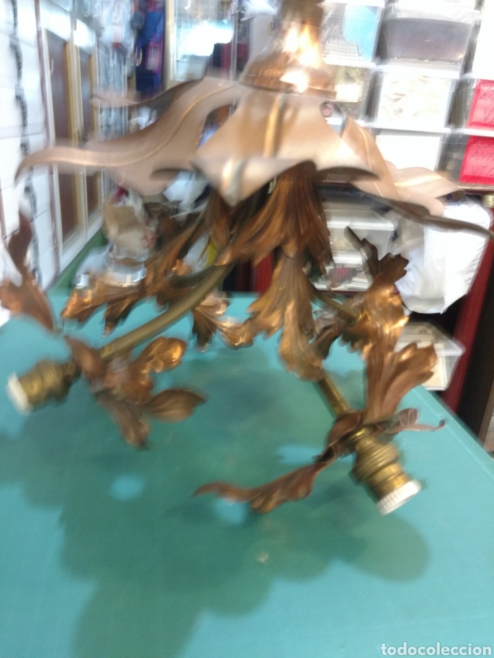 Antig&uuml;edades: LAMPARA Y 2 APLIQUES METAL COBRE - Foto 1