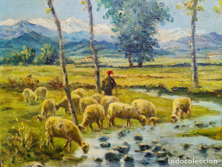 Antig&uuml;edades: PAISAJE MAS&Iacute;A Y CORDEROS - Foto 2