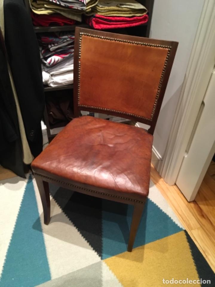 Antig&uuml;edades: Silla Cuero Siglo XIX - Foto 1