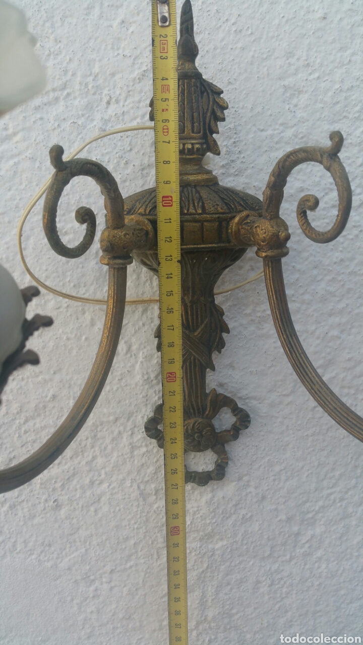 Antig&uuml;edades: L&aacute;mpara o aplique pared de bronce. - Foto 8