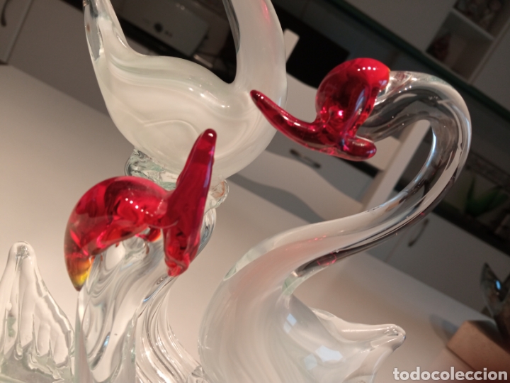 Antig&uuml;edades: Composici&oacute;n tres cisnes en cristal de Murano - Foto 6