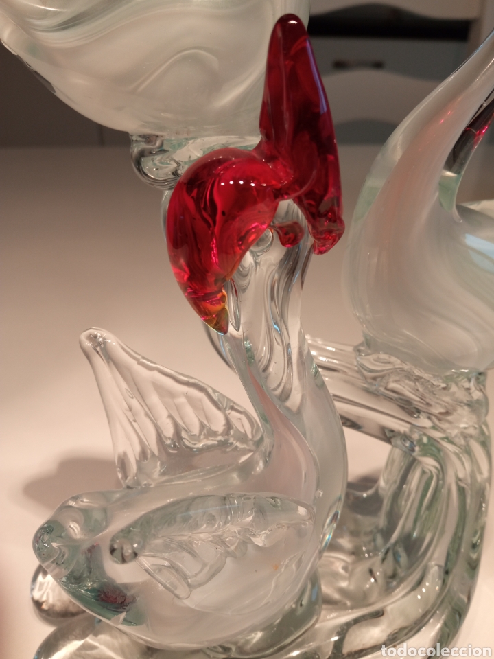 Antig&uuml;edades: Composici&oacute;n tres cisnes en cristal de Murano - Foto 8
