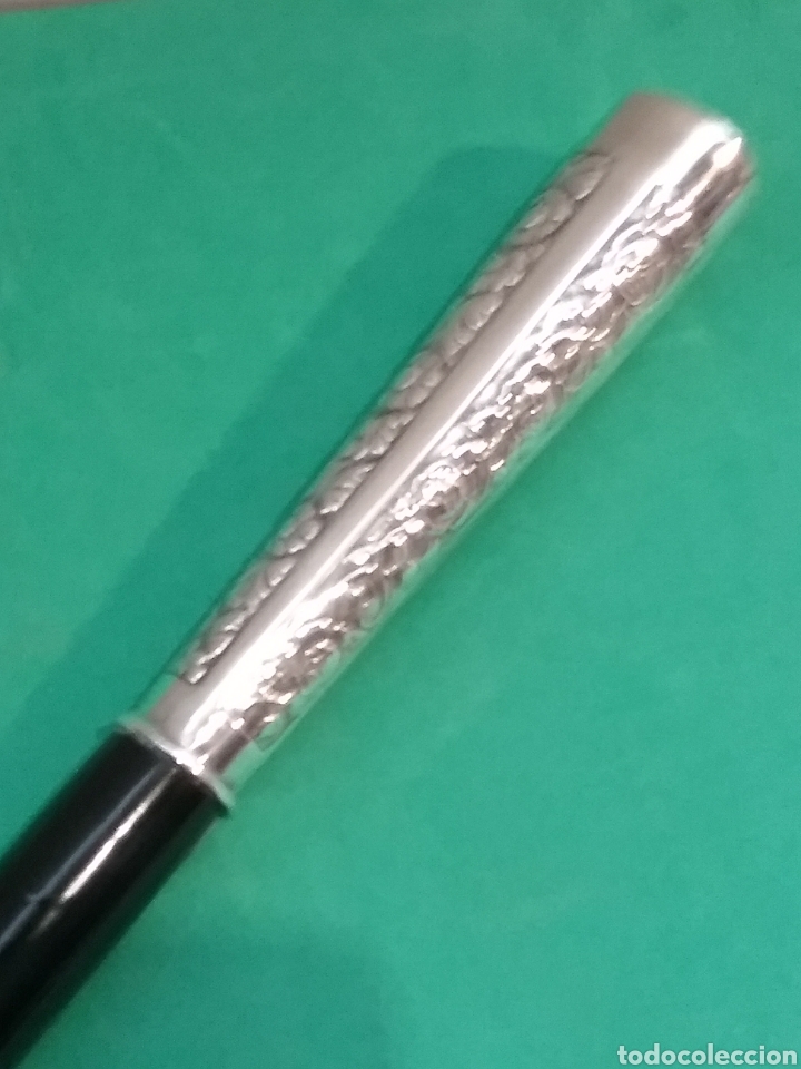Antig&uuml;edades: Bast&oacute;n de descarga, mango en forma c&oacute;nica en plata. - Foto 2