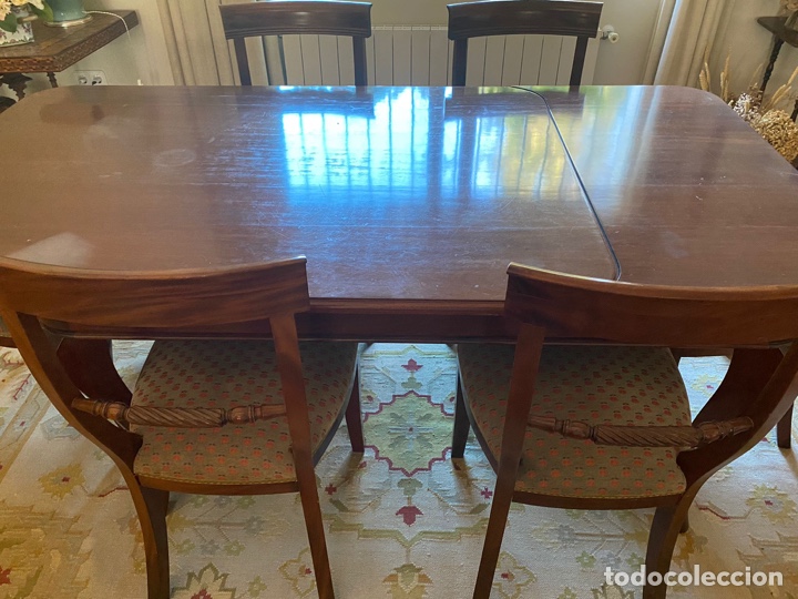 Antig&uuml;edades: MESA COMEDOR Y 6 SILLAS DE CAOBA.- - Foto 4