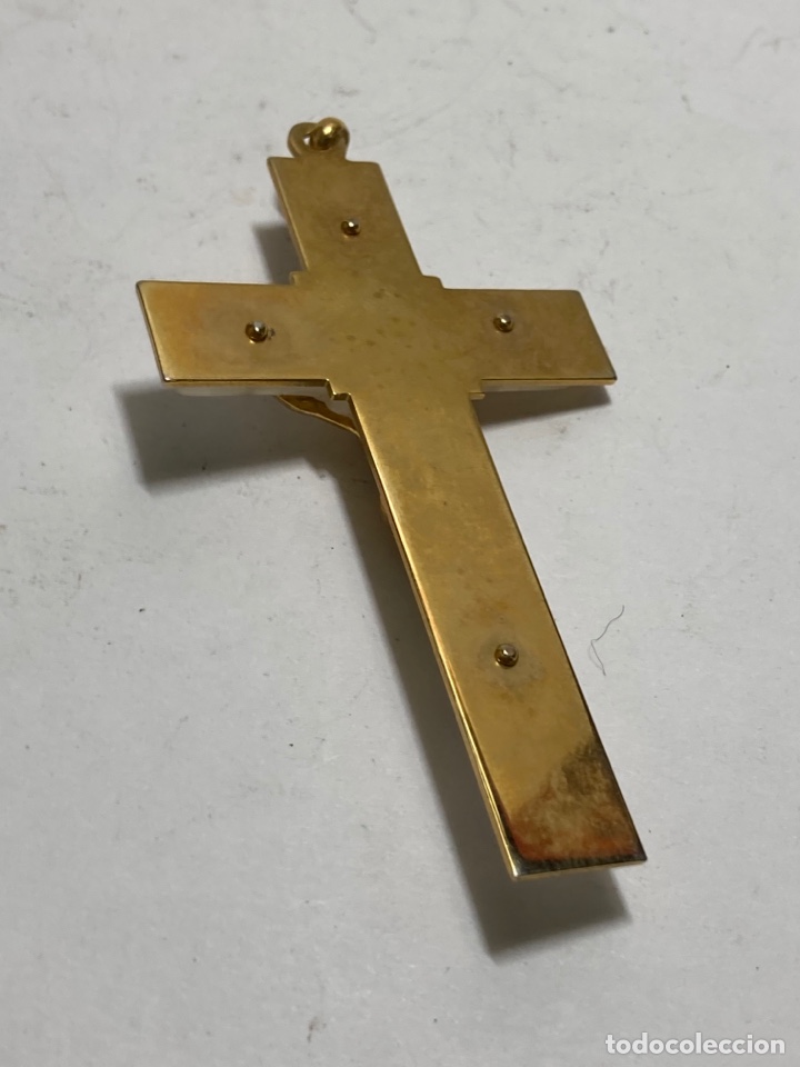 Antig&uuml;edades: Cruz de bronce y nacar chapada 8x4 cm - Foto 2