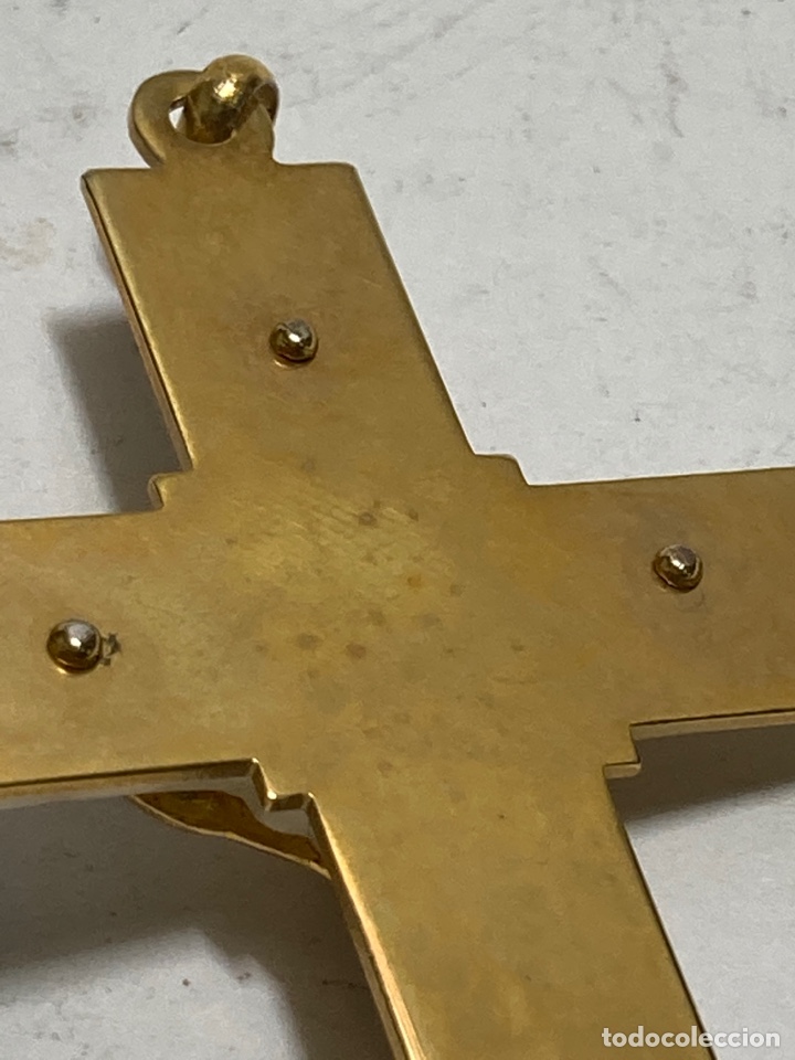 Antig&uuml;edades: Cruz de bronce y nacar chapada 8x4 cm - Foto 3