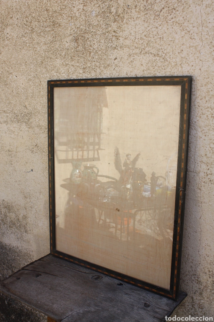 Antig&uuml;edades: Marco de madera con marqueter&iacute;a, con cristal. - Foto 1