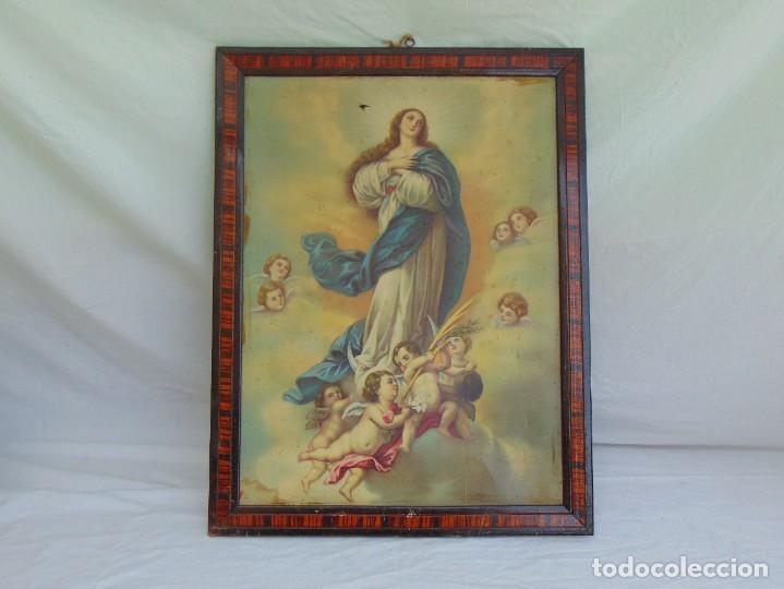 Antig&uuml;edades: L&aacute;mina de la Virgen de la Inmaculada - Foto 1