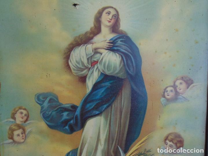Antig&uuml;edades: L&aacute;mina de la Virgen de la Inmaculada - Foto 3