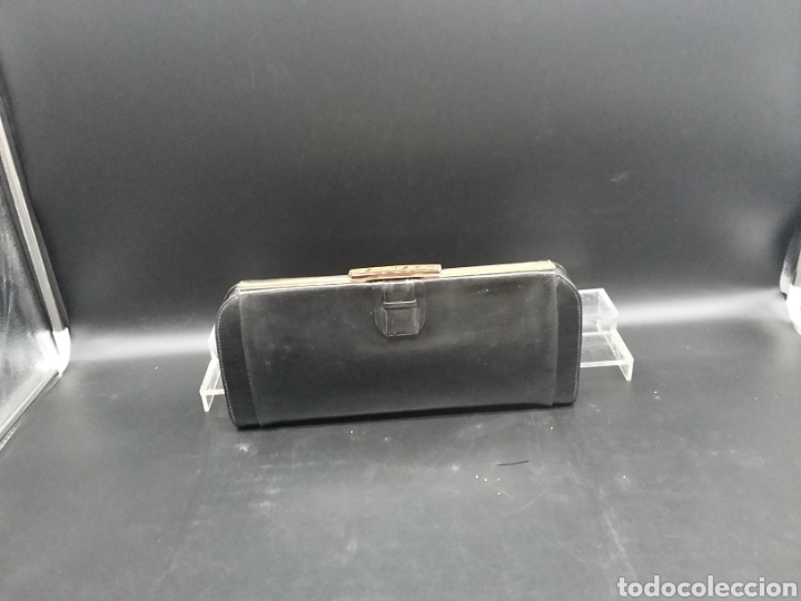 Antig&uuml;edades: Cartera en piel azul marino - Foto 1