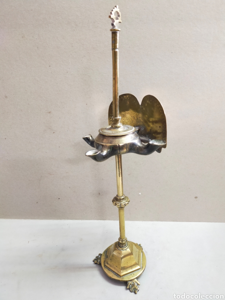 Antig&uuml;edades: LAMPARILLA CANDIL EN BRONCE. 41 CM. - Foto 3