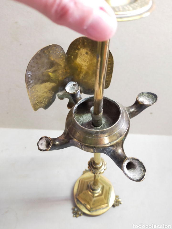 Antig&uuml;edades: LAMPARILLA CANDIL EN BRONCE. 41 CM. - Foto 8