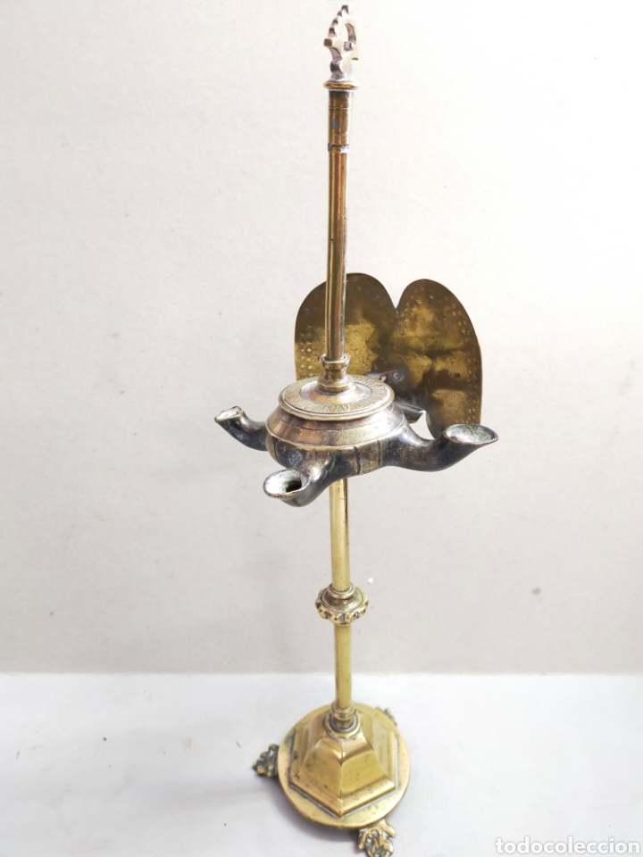 Antig&uuml;edades: LAMPARILLA CANDIL EN BRONCE. 41 CM. - Foto 13