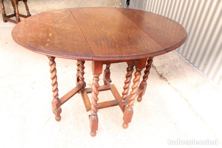 Antig&uuml;edades: mesa de alas en roble ingl&eacute;s - Foto 5