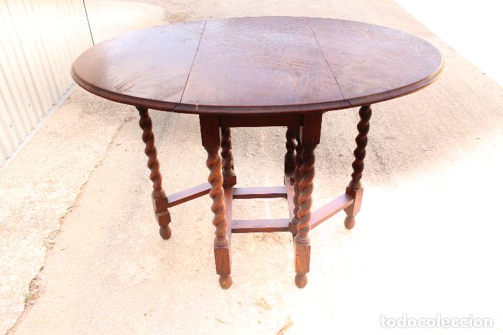 Antig&uuml;edades: mesa de alas en roble ingl&eacute;s - Foto 7